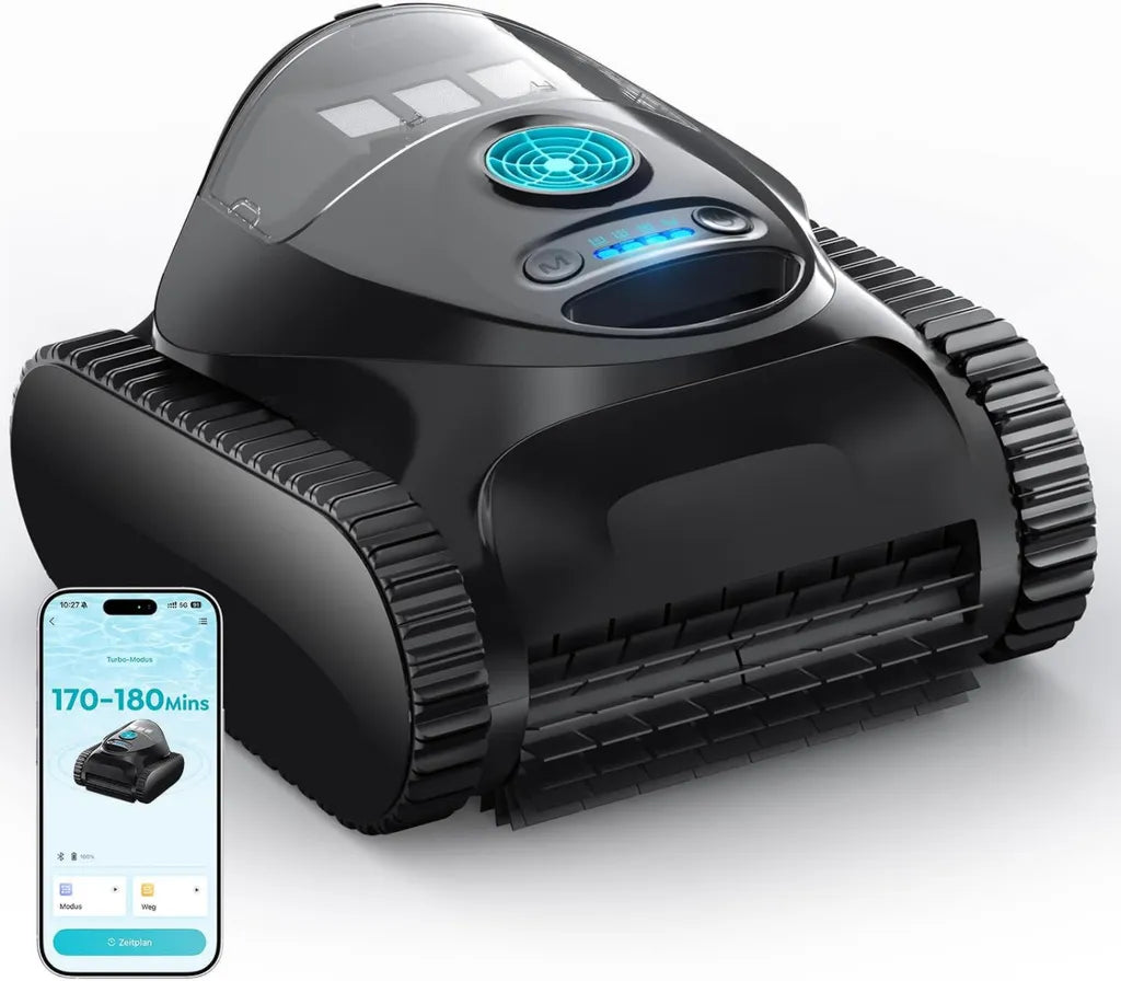 Akku-Poolroboter für Boden und Wand mit 7 Reinigungsmodi, Doppelfilter und App-Steuerung, Laufzeit bis 180 Min, geeignet für Pools bis 150 m², Tintenblau