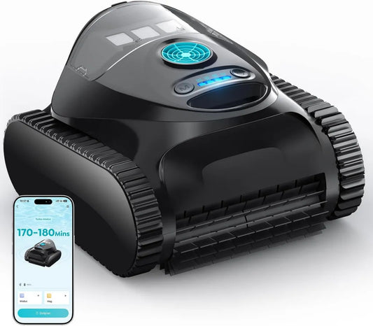 Akku-Poolroboter für Boden und Wand mit 7 Reinigungsmodi, Doppelfilter und App-Steuerung, Laufzeit bis 180 Min, geeignet für Pools bis 150 m², Tintenblau
