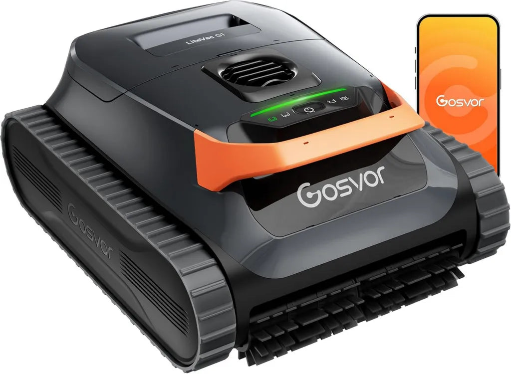 Gosvor LiteVac G1 Poolroboter 4-in-1 für alle Bereiche, Ultrafeinfilter 3μm, 200 Min. Laufzeit, Gewicht 6,9 kg, für Pools bis 200 m²