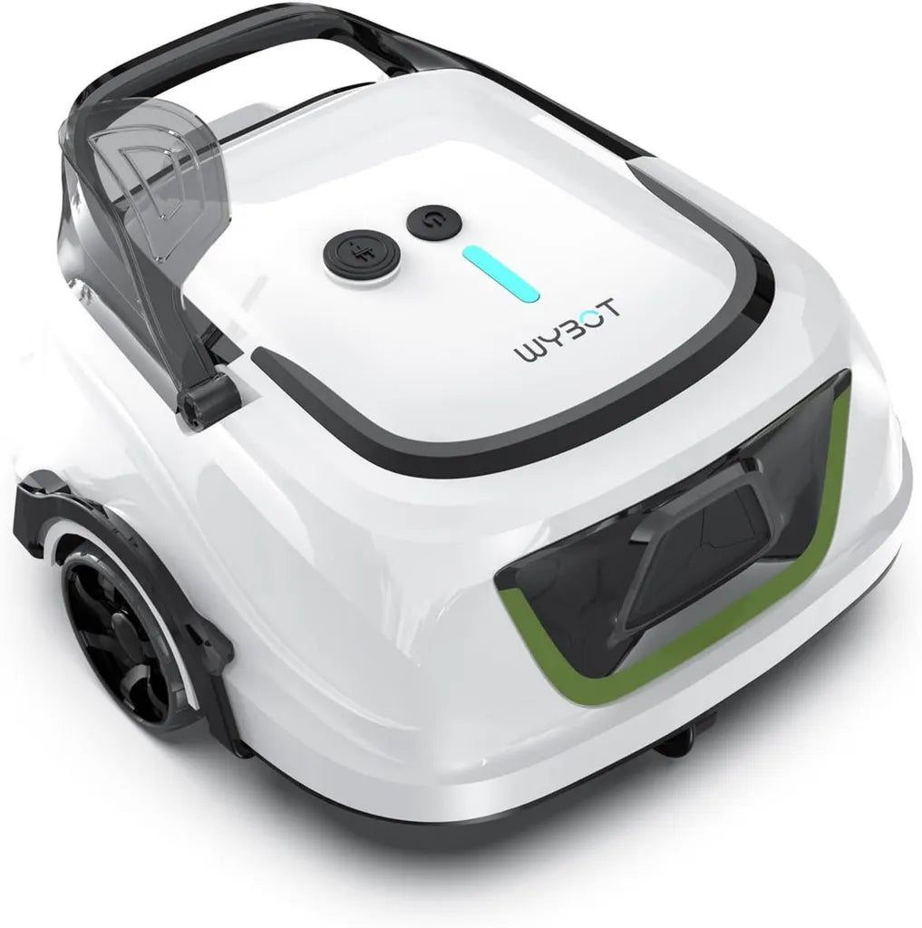 Kabelloser Poolroboter WYBOT A1 mit 120 Min Laufzeit, Doppelsieb, für Aufstellpools bis 100 m², Milchweiß-Grün