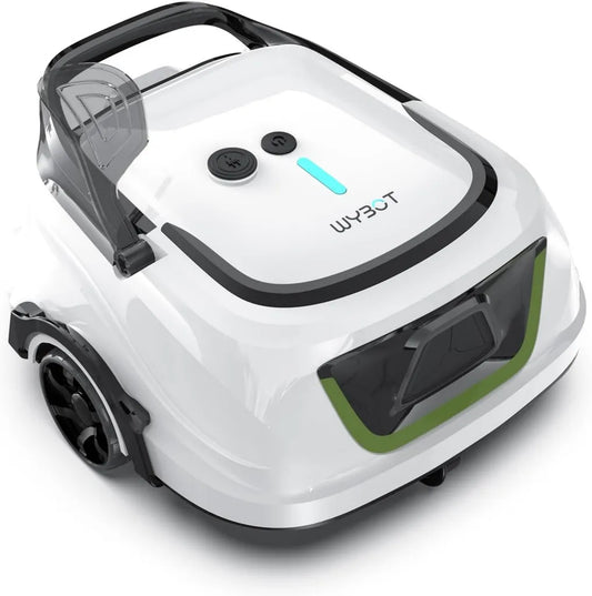 Kabelloser Poolroboter WYBOT A1 mit 120 Min Laufzeit, Doppelsieb, für Aufstellpools bis 100 m², Milchweiß-Grün