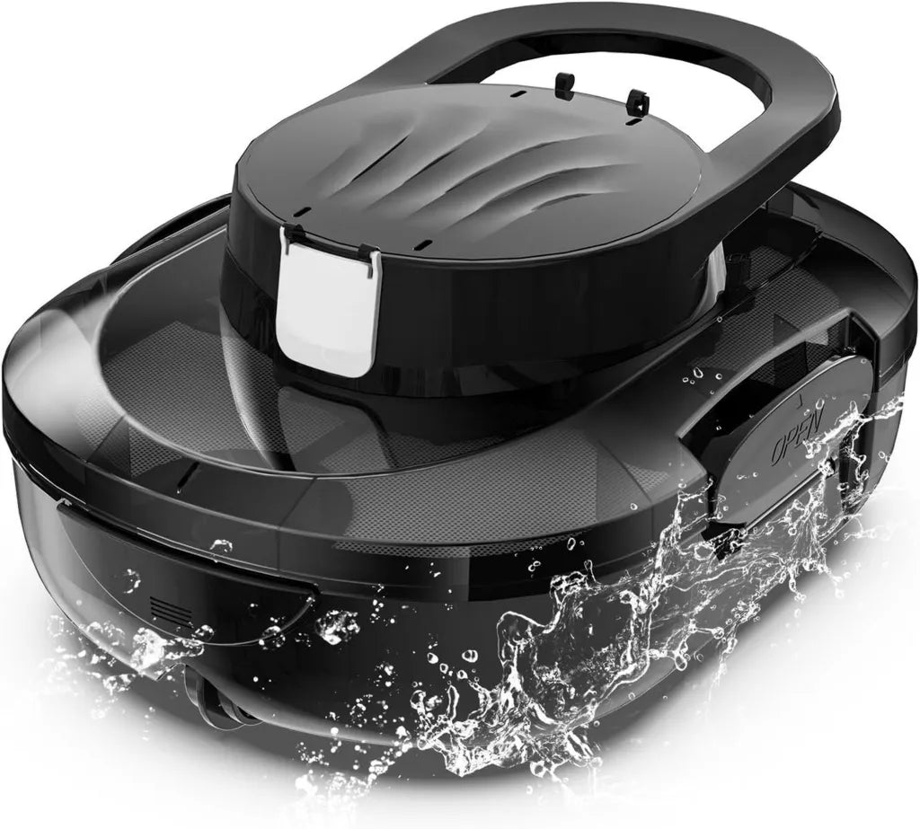 Effizienter Poolroboter S1PRO 2026 mit 120 Minuten Reinigungsdauer, Akku-Dual-Motoren und 2,5 Stunden Ladezeit, Ideal für oberirdische Pools bis 100 m², Schwarz-Weiß