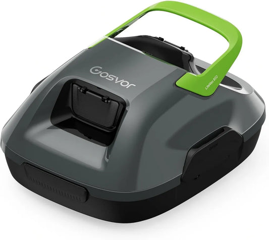 Gosvor Poolroboter mit Akku, Effiziente Reinigung bis 7200 LPH, Power-Clean-Modus, Laufzeit 90 Min., Leichtgewicht 3,4 KG, Einfache Bedienung und Wartung, Geeignet für Flache Pools bis 80㎡, Grün