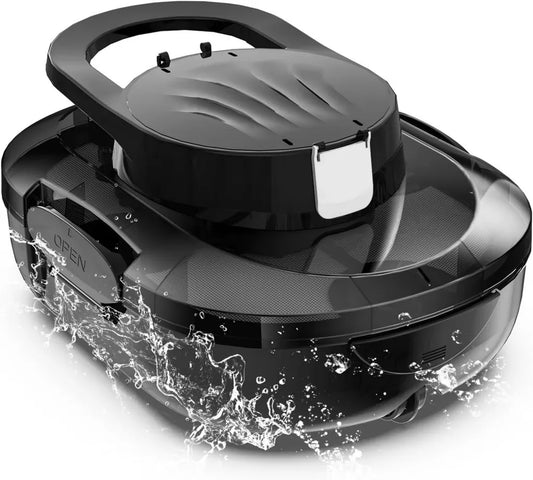 S1PRO 2026 Akku-Poolroboter, 120 Min Betriebszeit, Leichter Poolreiniger mit Doppelmotoren, 2,5 Std Ladezeit, Automatische Parkfunktion für Flachbodenpools bis 95 m², Schwarz-Weiß