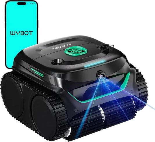 WYBOT C2 Vision Plus – Intelligenter kabelloser Poolroboter mit AI-Kamera, leistungsstarkem Saugsystem und Doppelfilter, 8 Reinigungsmodi für bis zu 210 m² Pools – Farbe: Mitternachtsgrün