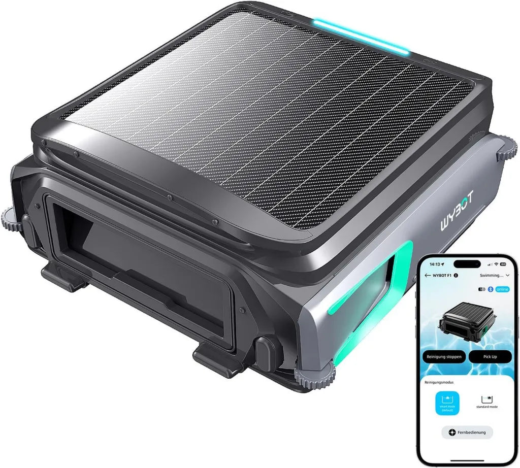 Solarbetriebener Pool-Skimmer-Roboter WYBOT F1, App-gesteuert, kabellose Reinigung, für alle Poolarten, olivgrün