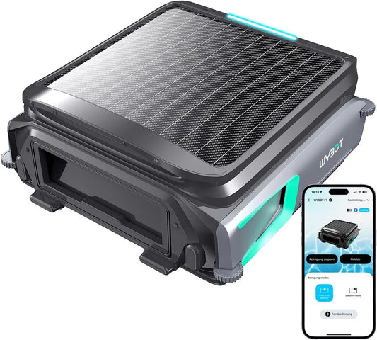 Solarbetriebener Pool-Skimmer-Roboter WYBOT F1, App-gesteuert, kabellose Reinigung, für alle Poolarten, olivgrün