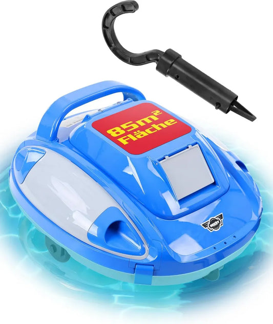 Kabelloser Poolroboter mit 110 Minuten Laufzeit und 5000mAh Akku, ideal für Flächen bis 85 m²
