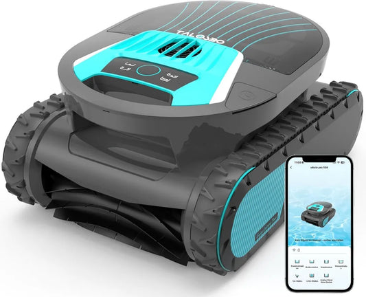 Kabelloser Poolroboter Pleco Pro mit App-Steuerung, 210 Min Laufzeit, Wand- und Bodenreinigung, Doppelfilter, 7 Modi, bis 200 m², Grau