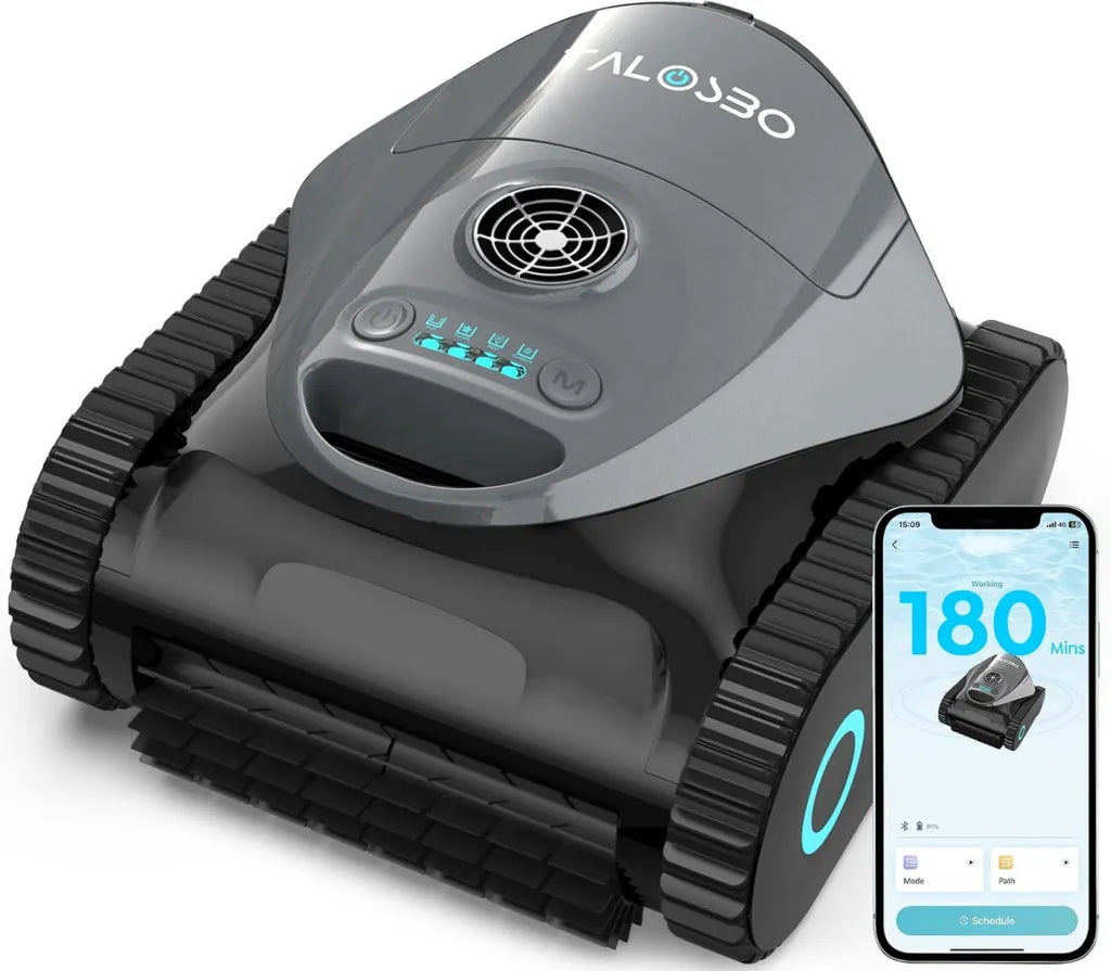 Kabelloser Poolroboter Talosbo C1 mit APP-Steuerung, für Boden und Wand, 180 Min. Laufzeit, 180μm Filter und 35ppi Schwamm, ideal für Pools bis 150 m²