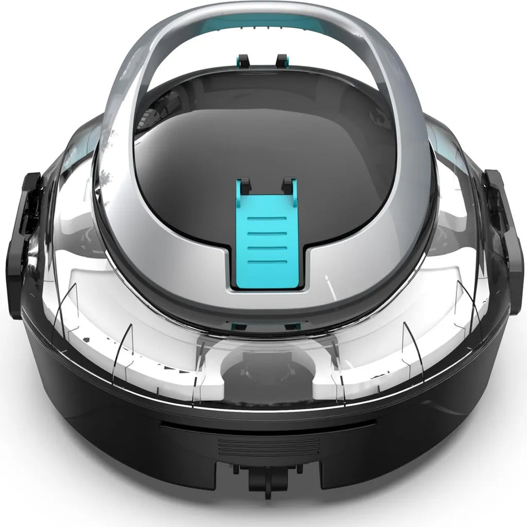 Kabelloser Poolroboter mit Doppelmotorsystem, schnelles Aufladen und 90 Min Laufzeit, geeignet für Pools bis 80 m², elegante Schwarz