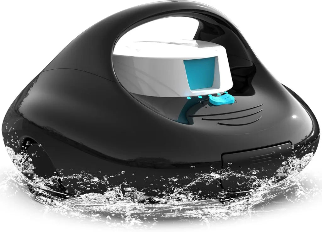 BRINBO Poolroboter 2026, Kabellos, 130 Min Laufzeit, Dualmotoren, Für Pools bis 80 m², Schwarz