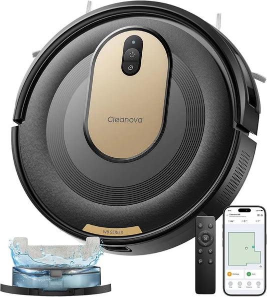 Vexilar W8 Saugroboter mit Wischfunktion, 2600Pa Saugleistung, 130 Minuten Laufzeit, Gyroskop-Navigation, App-Steuerung, ideal für Tierhaare und Hartböden