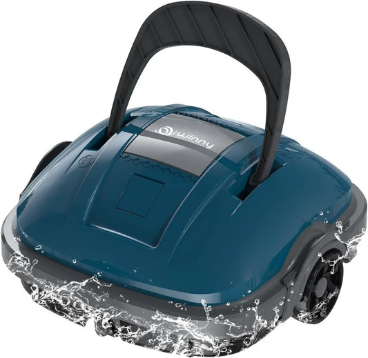 WINNY Poolroboter WY1102MAX - Kabelloser Akku, Automatische Parkfunktion, 180μm Filtration, 100 Min. Laufzeit, Für Aufstellpools Bis 80 m² - Dunkelblau