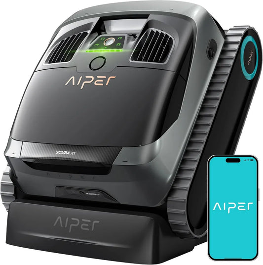 AIPER Scuba X1 Poolroboter mit App-Steuerung, Leistungsstarkes 25200 LPH Reinigungssystem, Ultra-Feinfilter 3 μm, Effektive Wasserlinienreinigung, Akku-Betrieb für eingelassene Pools