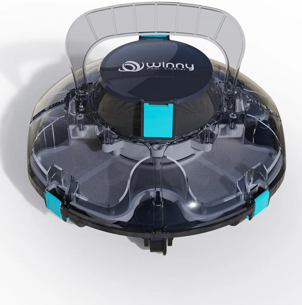 Kabelloser Poolroboter mit Akku, 75 Min. Laufzeit, für Aufstellpools bis 60 m², Doppelfiltration, Automatisches Parken, Kompakt und Leicht (Schwarz-Transparent)