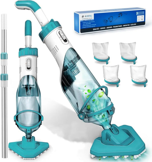 Kabelloser Poolsauger mit 4300 l/h Leistung und 60 Minuten Laufzeit, inklusive 4 Filter, ideal für Aufstellpools und Spas