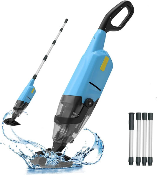 Akku-Poolsauger mit langer Laufzeit, 160 cm Teleskopstange, Poolreiniger mit 4 Filtern, Saugleistung bis 4088 L/h, perfekt für oberirdische Pools und Whirlpools